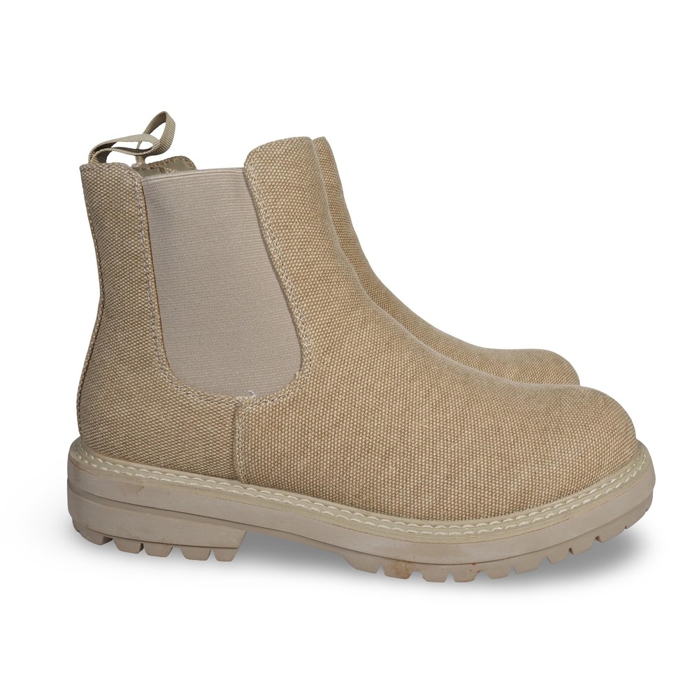 Dune Chase Canvas Chelsea Boots Tan Womens 10 Chunky Lug Sole Ankle Booties - Picture 4 of 11